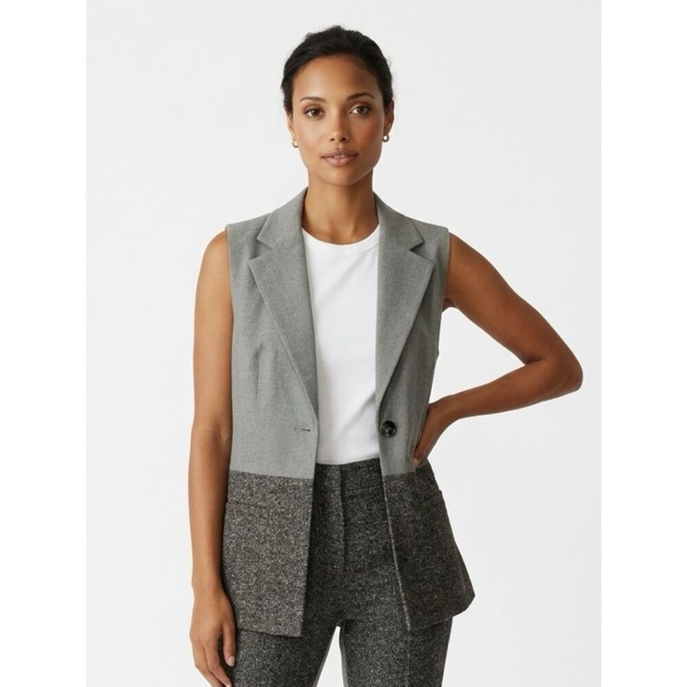 CABI | Over the Moon Vest Gray Tweed Sleeveless S